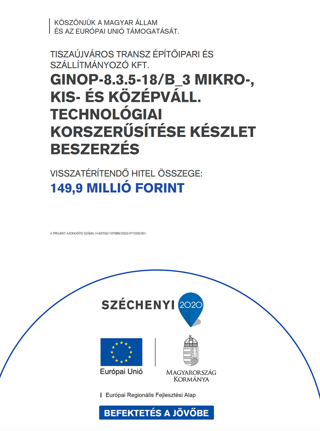 GINOP-8.3.5-18/B_3 pályázati infoblokk — Széchenyi 2020